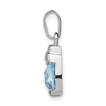 Sterlingsilber Rhodiniert Blau Zirkonia Anhänger