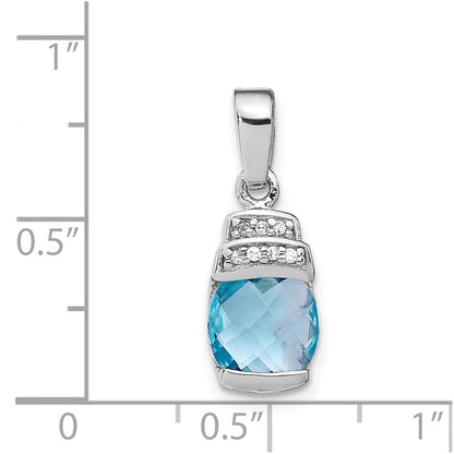 Sterlingsilber Rhodiniert Blau Zirkonia Anhänger