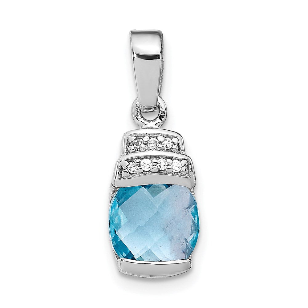 Sterlingsilber Rhodiniert Blau Zirkonia Anhänger
