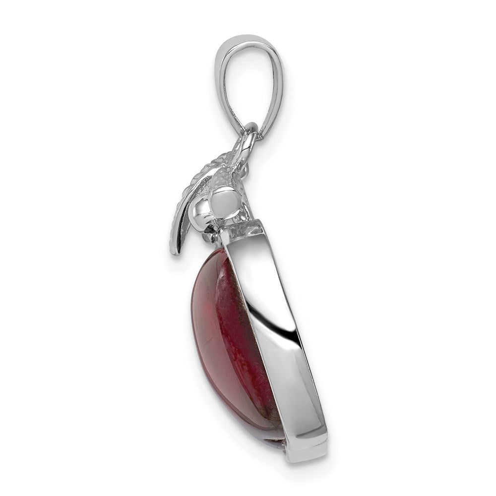 Sterlingsilber Rhodiniert Rot Zirkonia Cabochon Apple Anhänger