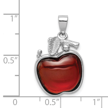 Sterlingsilber Rhodiniert Rot Zirkonia Cabochon Apple Anhänger