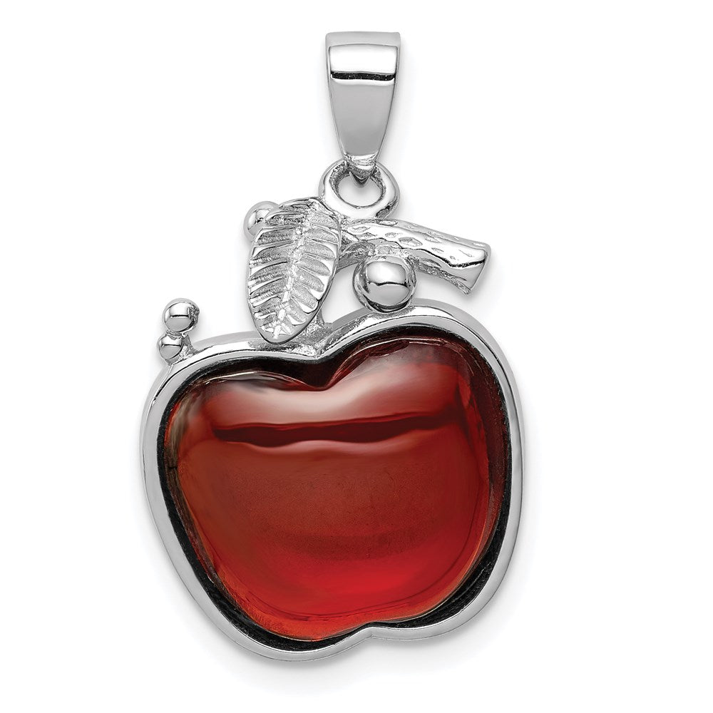 Sterlingsilber Rhodiniert Rot Zirkonia Cabochon Apple Anhänger