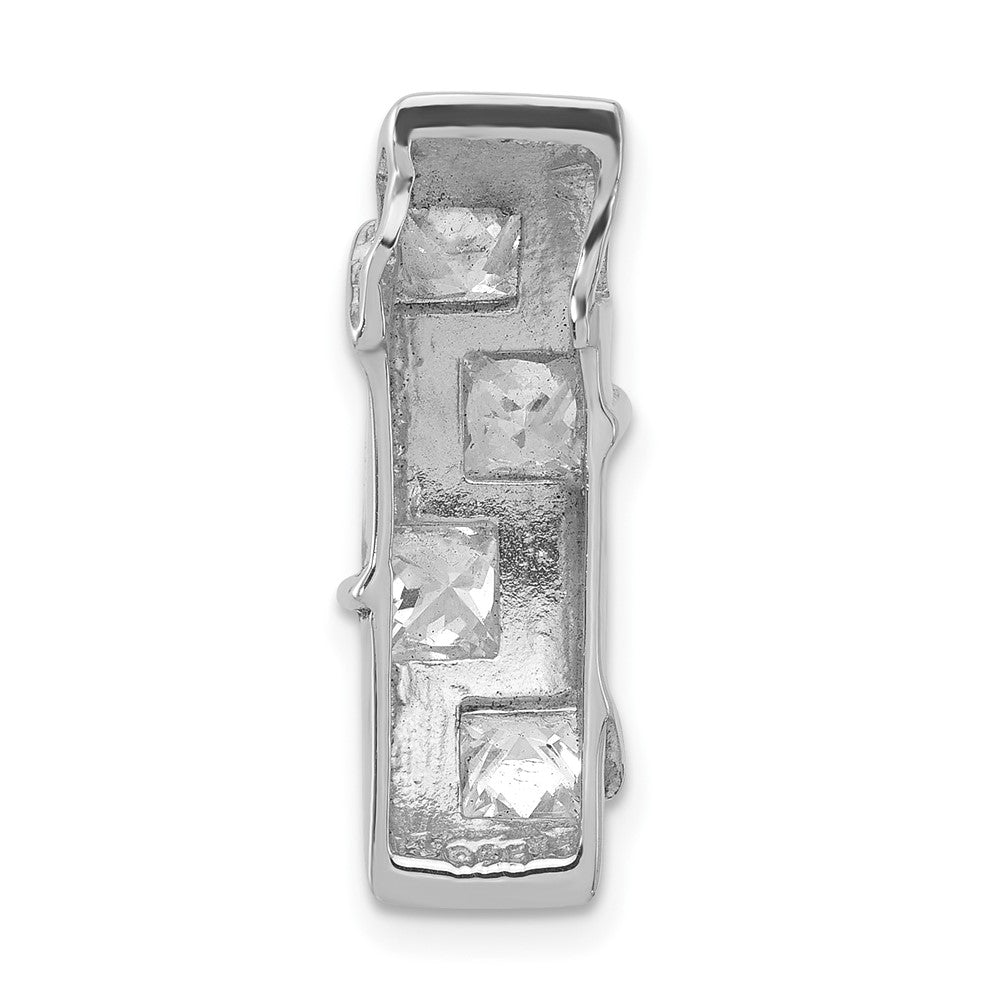 Sterlingsilber Poliert 4-stone Quadratisch Zirkonia Kette Anhänger