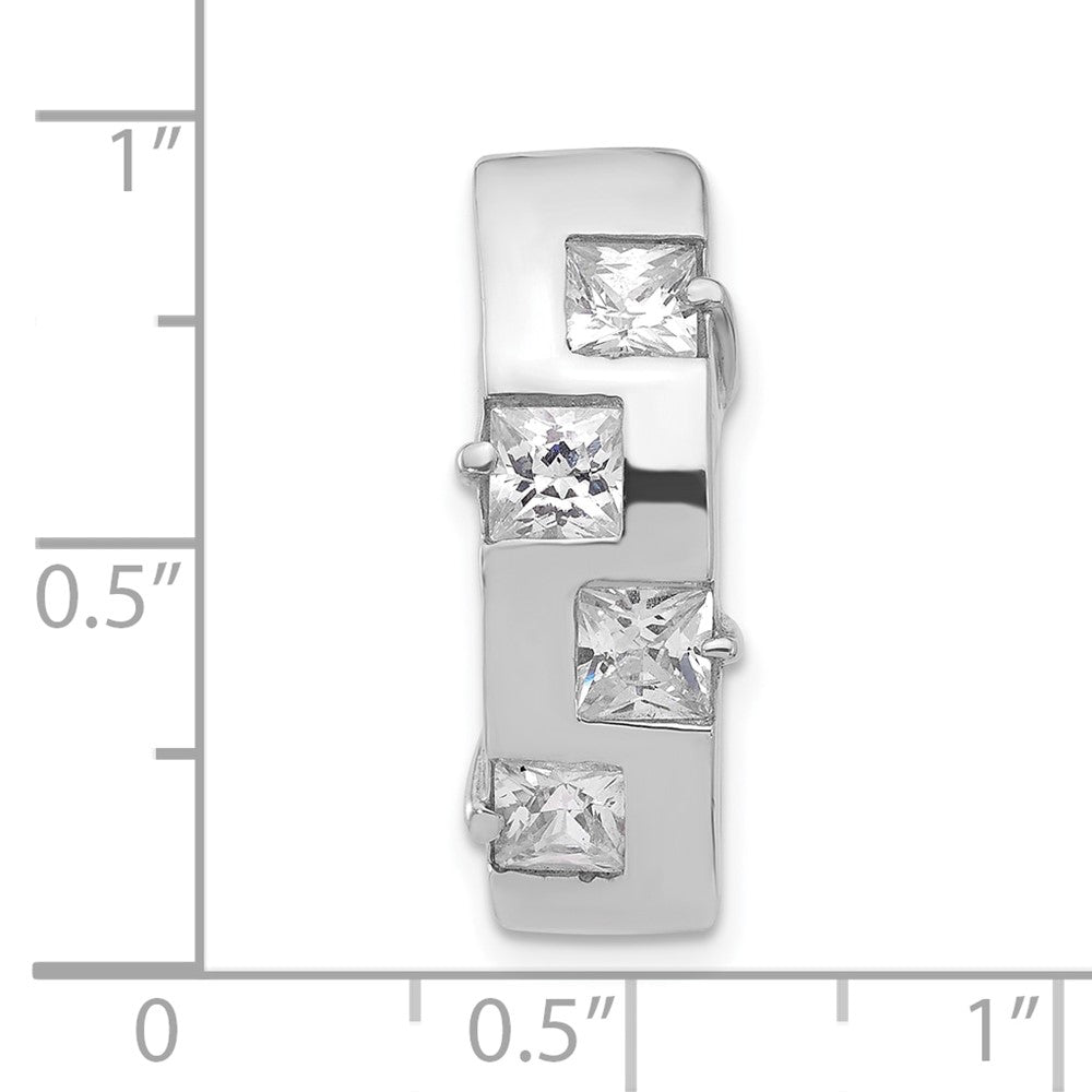 Sterlingsilber Poliert 4-stone Quadratisch Zirkonia Kette Anhänger