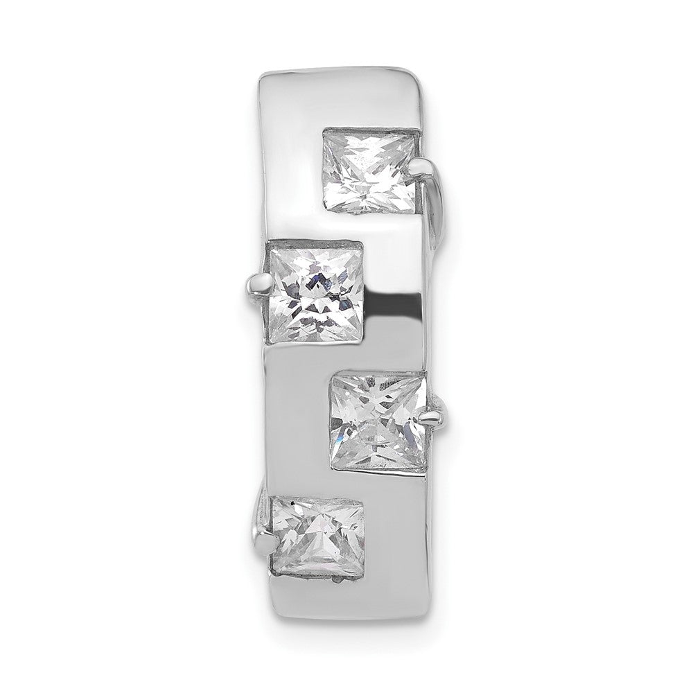 Sterlingsilber Poliert 4-stone Quadratisch Zirkonia Kette Anhänger