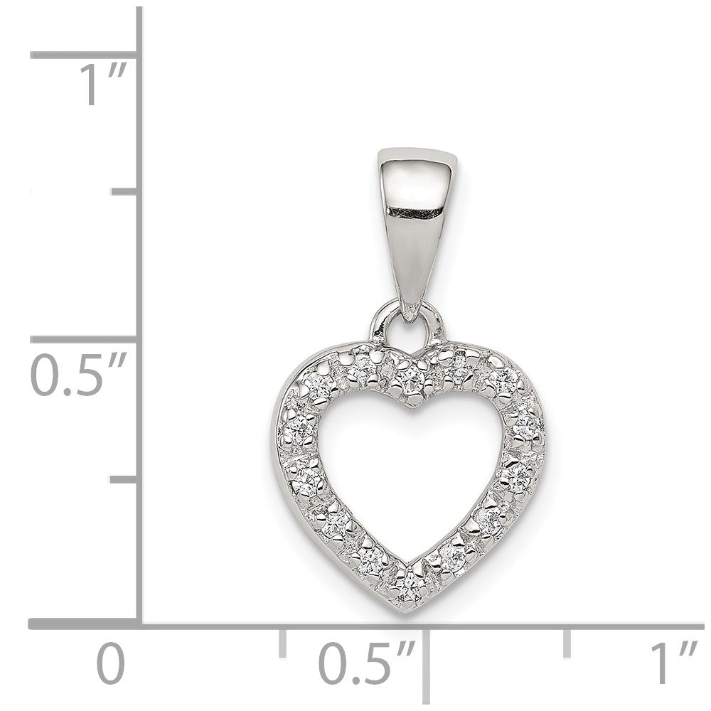 Sterlingsilber Rhodiniert Zirkonia Herz Form Anhänger