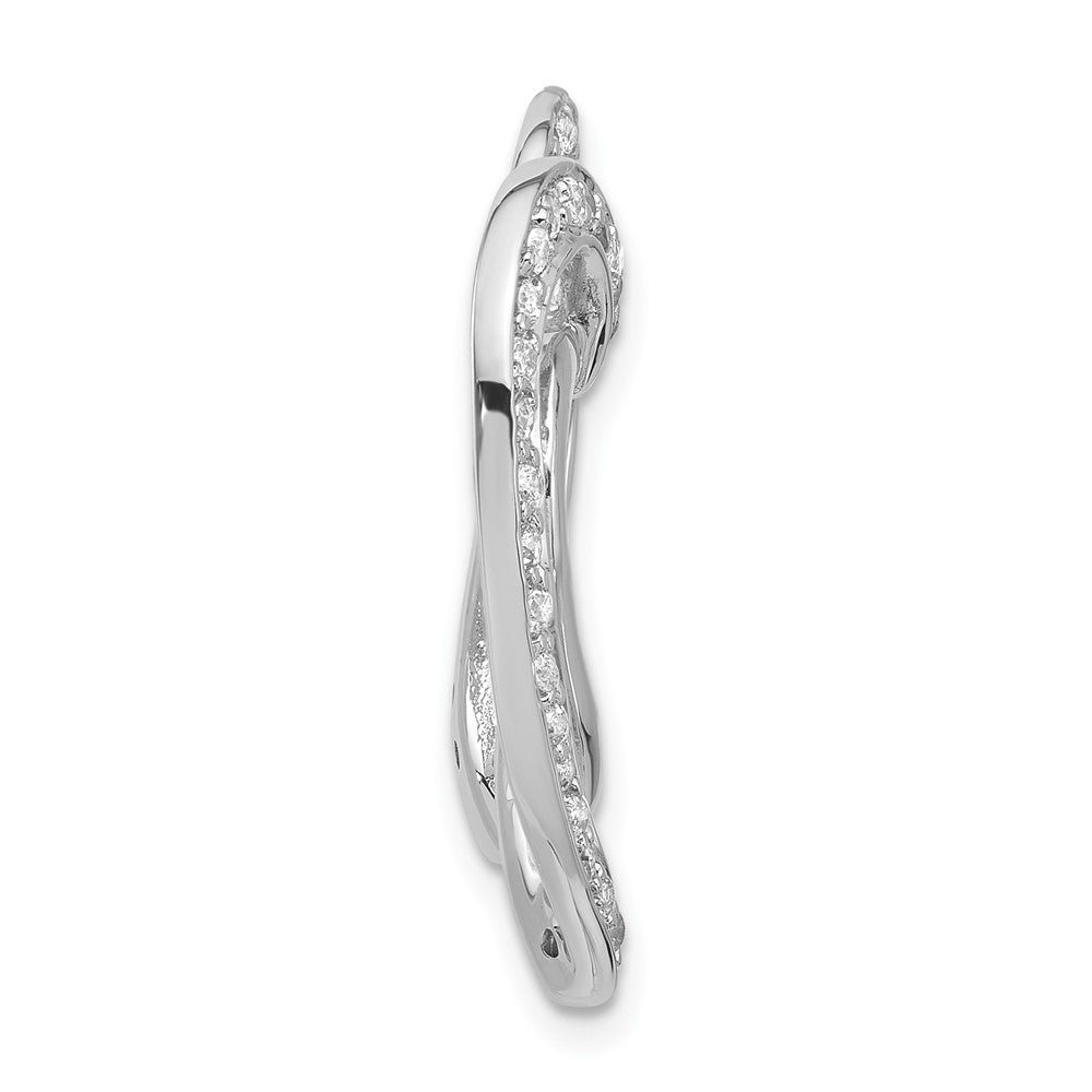 Sterlingsilber Poliert Zirkonia Doppelt Herz Kette Anhänger