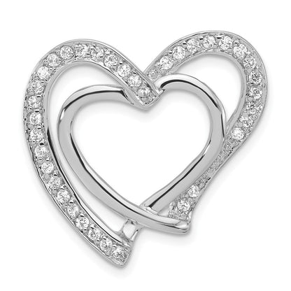Sterlingsilber Poliert Zirkonia Doppelt Herz Kette Anhänger