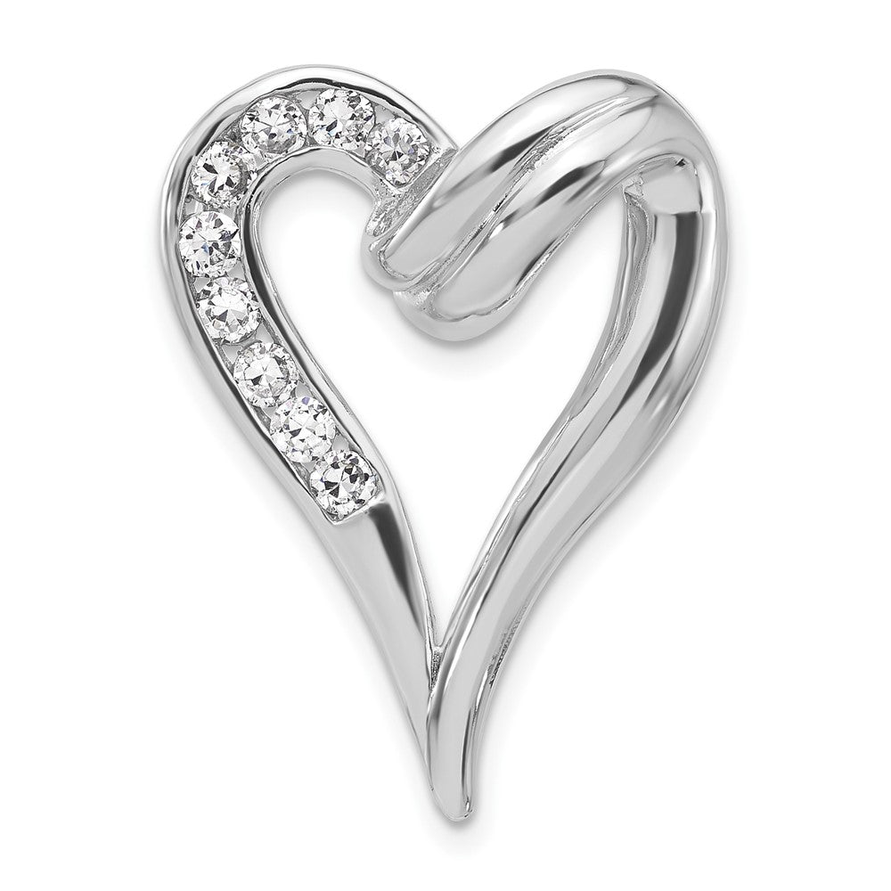 Sterlingsilber Poliert Zirkonia Herz Kette Anhänger
