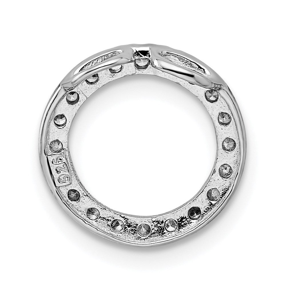Sterlingsilber Rhodiniert Zirkonia Rund Anhänger