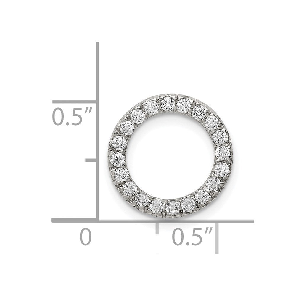 Sterlingsilber Rhodiniert Zirkonia Rund Anhänger