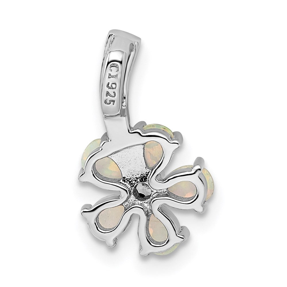 Sterlingsilber Rhdoium Beschichtet Opal Blume Anhänger