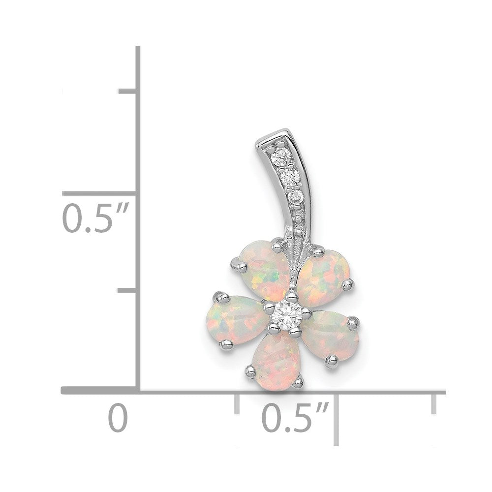 Sterlingsilber Rhdoium Beschichtet Opal Blume Anhänger