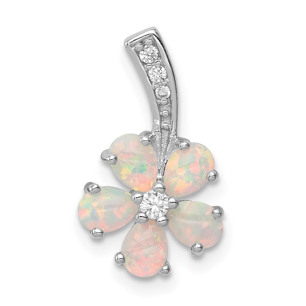 Sterlingsilber Rhdoium Beschichtet Opal Blume Anhänger