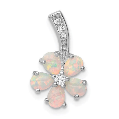 Sterlingsilber Rhdoium Beschichtet Opal Blume Anhänger