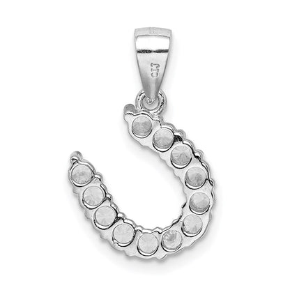 Sterlingsilber Rhodiniert Hufeisen Zirkonia Anhänger