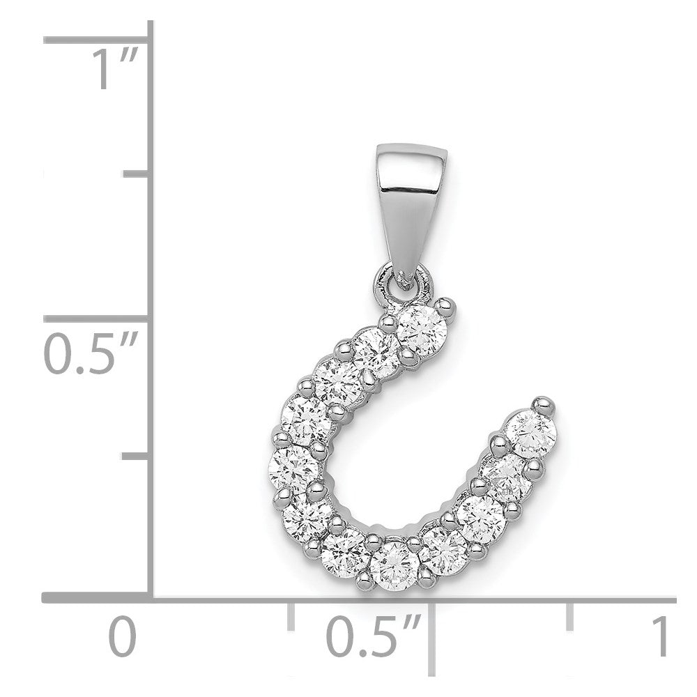 Sterlingsilber Rhodiniert Hufeisen Zirkonia Anhänger