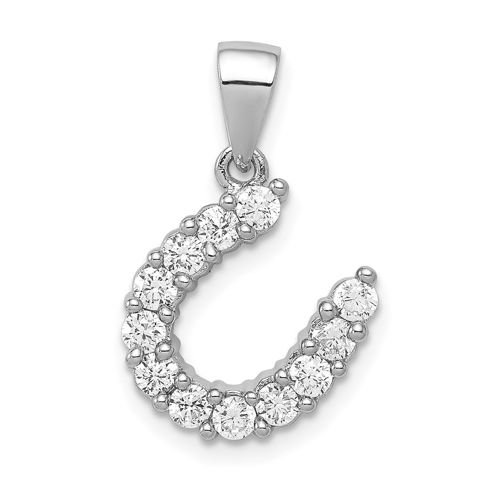 Sterlingsilber Rhodiniert Hufeisen Zirkonia Anhänger