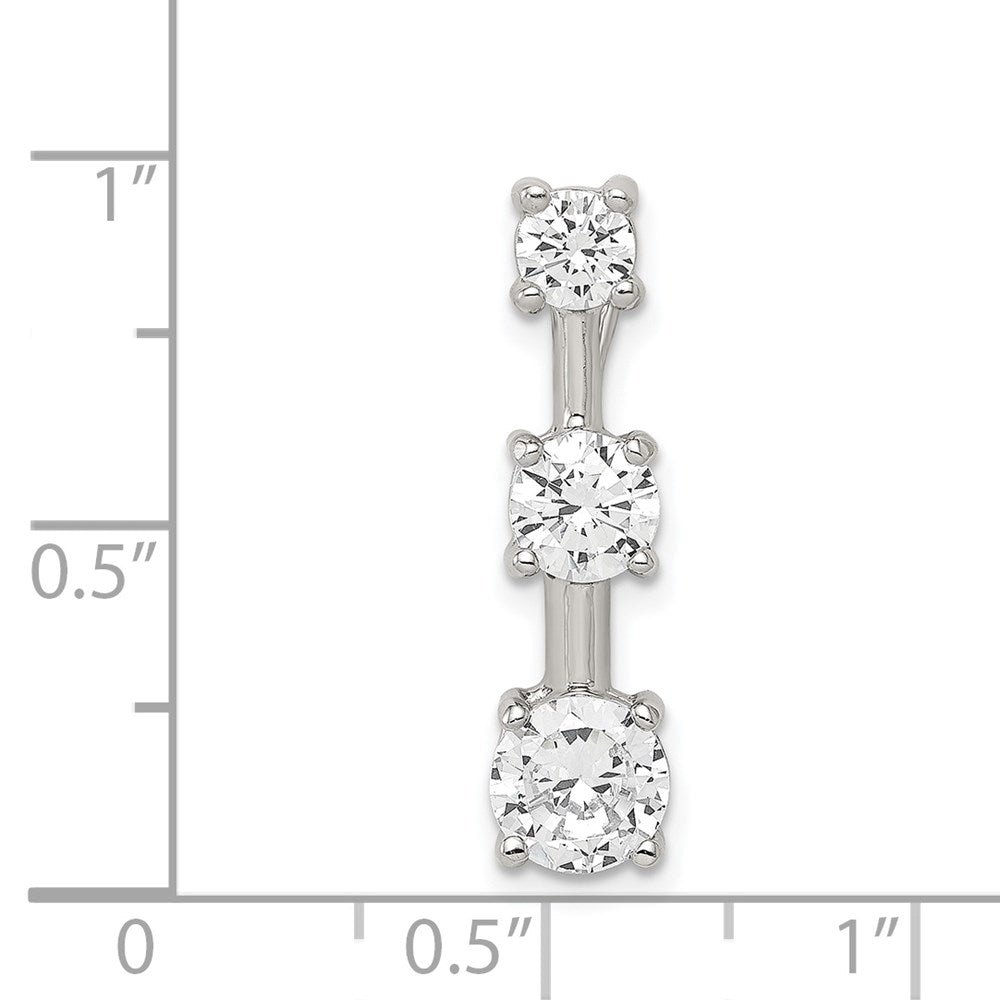 Sterlingsilber Rhodiniert 3-stone Zirkonia Anhänger