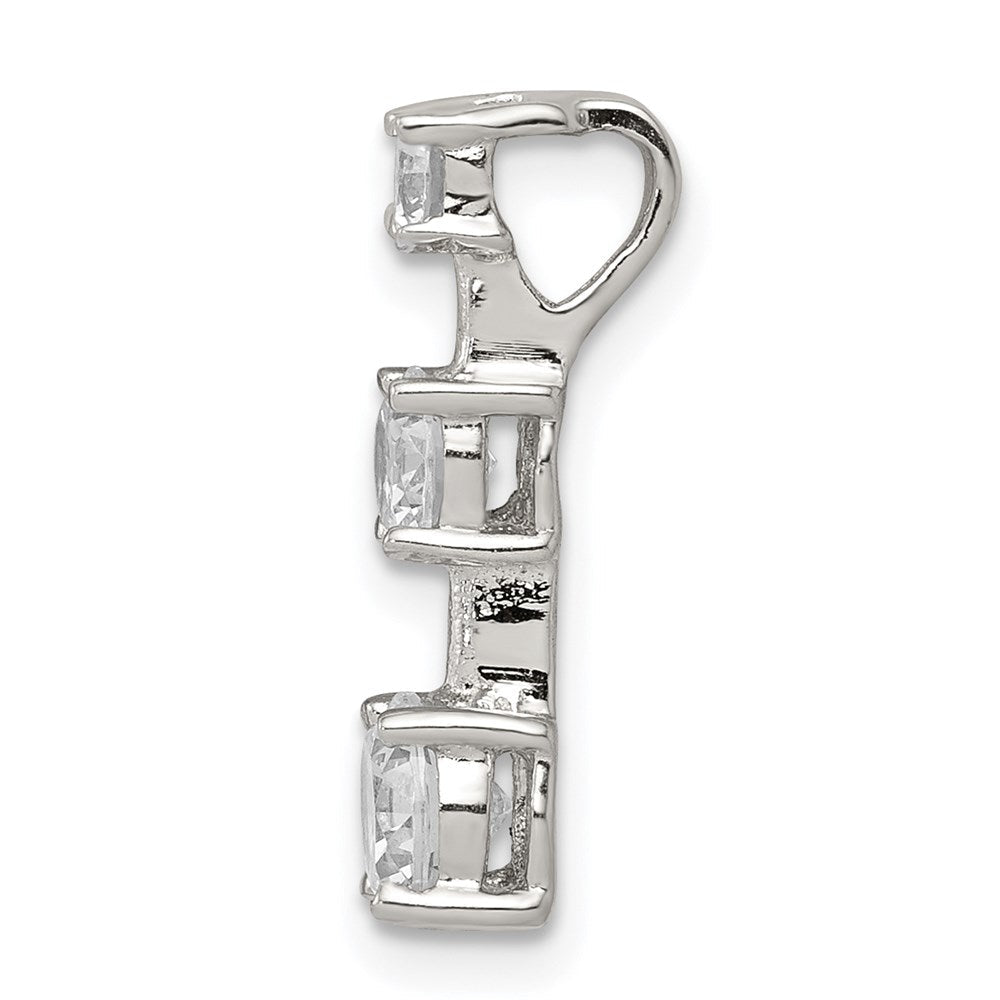 Sterlingsilber Rhodiniert 3-stone Zirkonia Anhänger