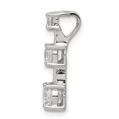 Sterlingsilber Rhodiniert 3-stone Zirkonia Anhänger