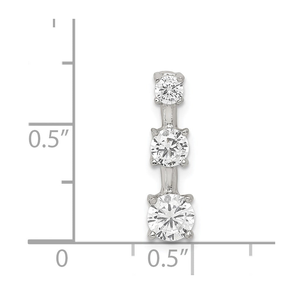 Sterlingsilber Rhodiniert 3-stone Zirkonia Anhänger