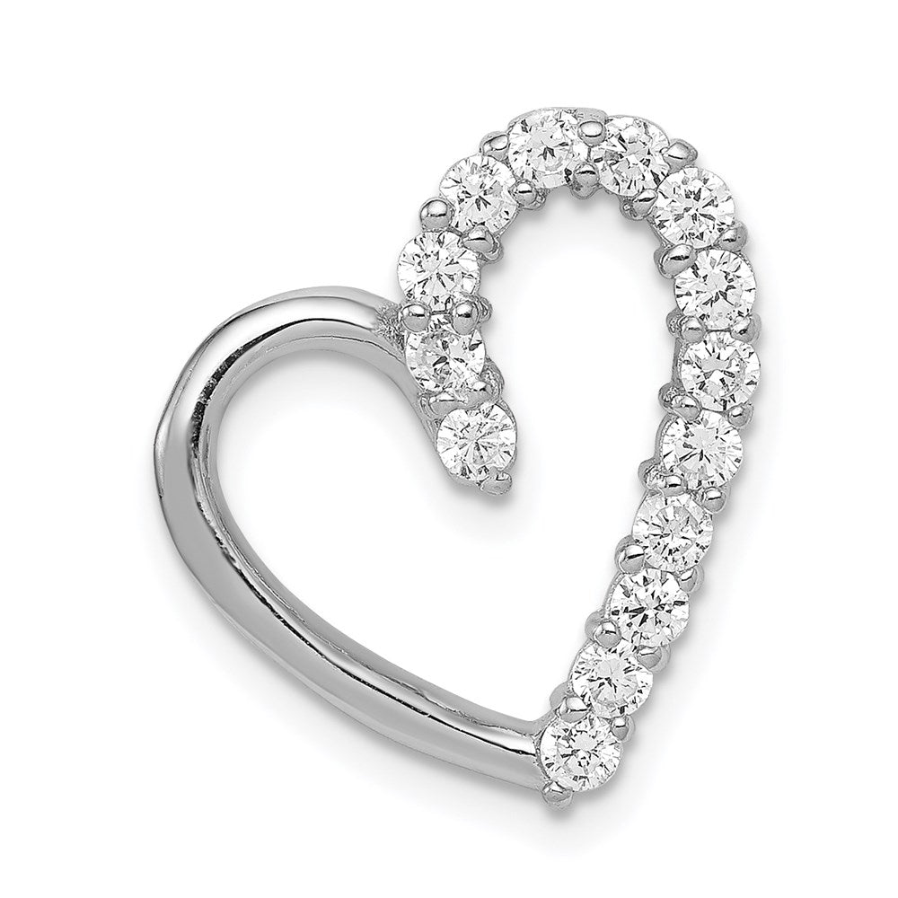 Sterlingsilber Rhodiniert Zirkonia Herz Anhänger