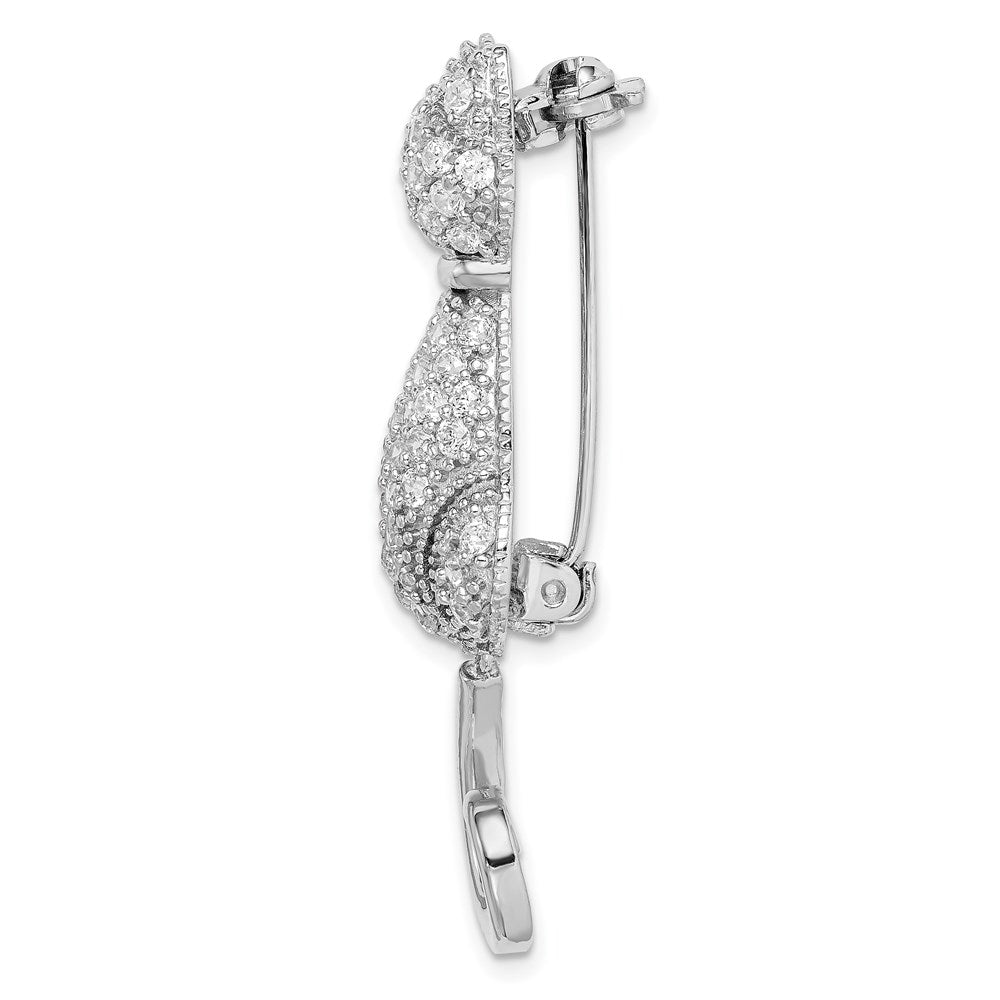 Sterlingsilber Rhodiniert Zirkonia Katze Brosche