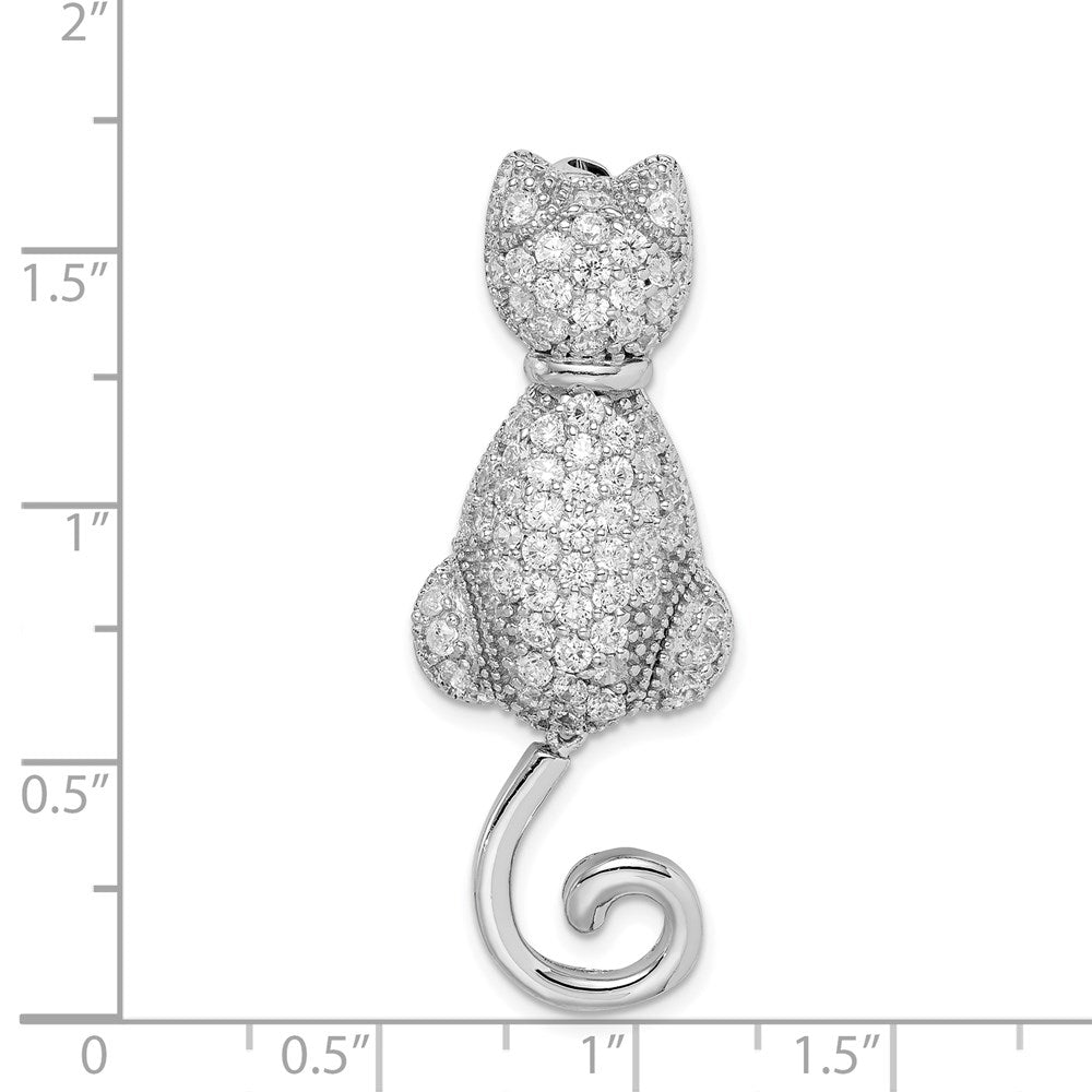 Sterlingsilber Rhodiniert Zirkonia Katze Brosche