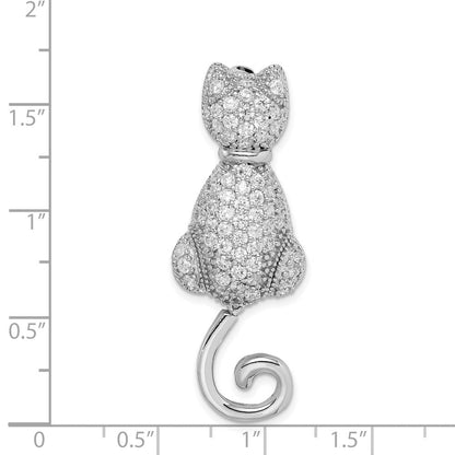 Sterlingsilber Rhodiniert Zirkonia Katze Brosche