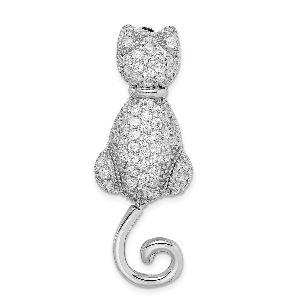 Sterlingsilber Rhodiniert Zirkonia Katze Brosche