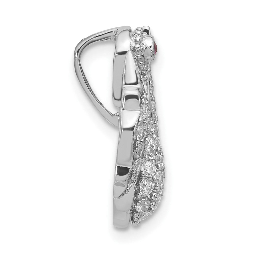 Sterlingsilber Poliert Rosa & Weiß Zirkonia Swan Kette Anhänger