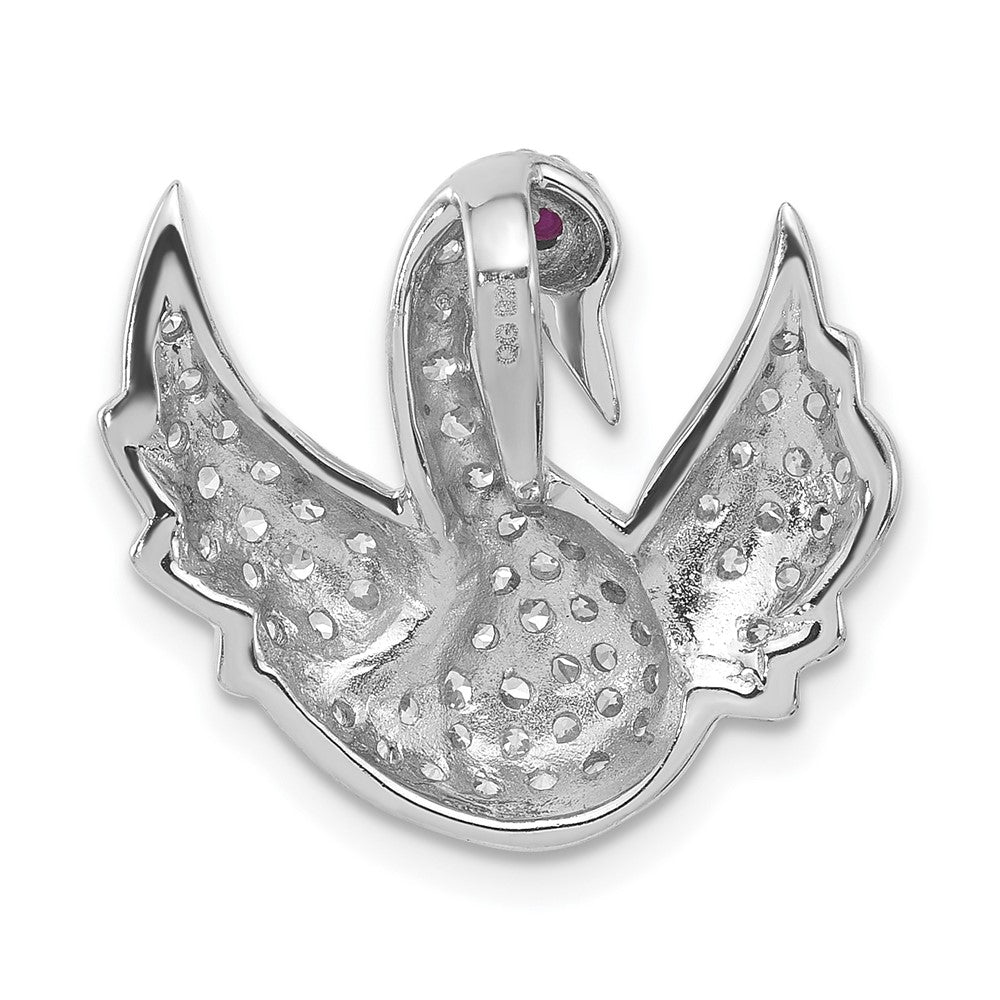 Sterlingsilber Poliert Rosa & Weiß Zirkonia Swan Kette Anhänger