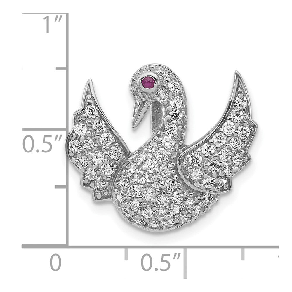 Sterlingsilber Poliert Rosa & Weiß Zirkonia Swan Kette Anhänger