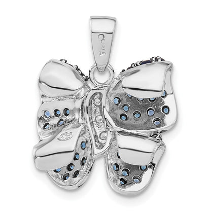 Sterlingsilber Antikisiert Blau & Klar Zirkonia Schmetterling Anhänger