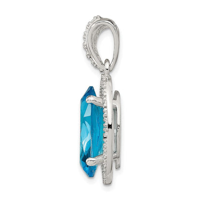 Sterlingsilber Oval Blau Zirkonia Anhänger