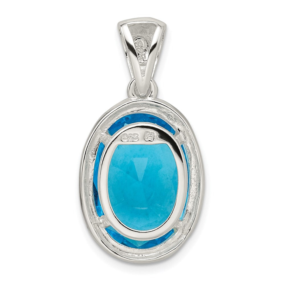 Sterlingsilber Oval Blau Zirkonia Anhänger