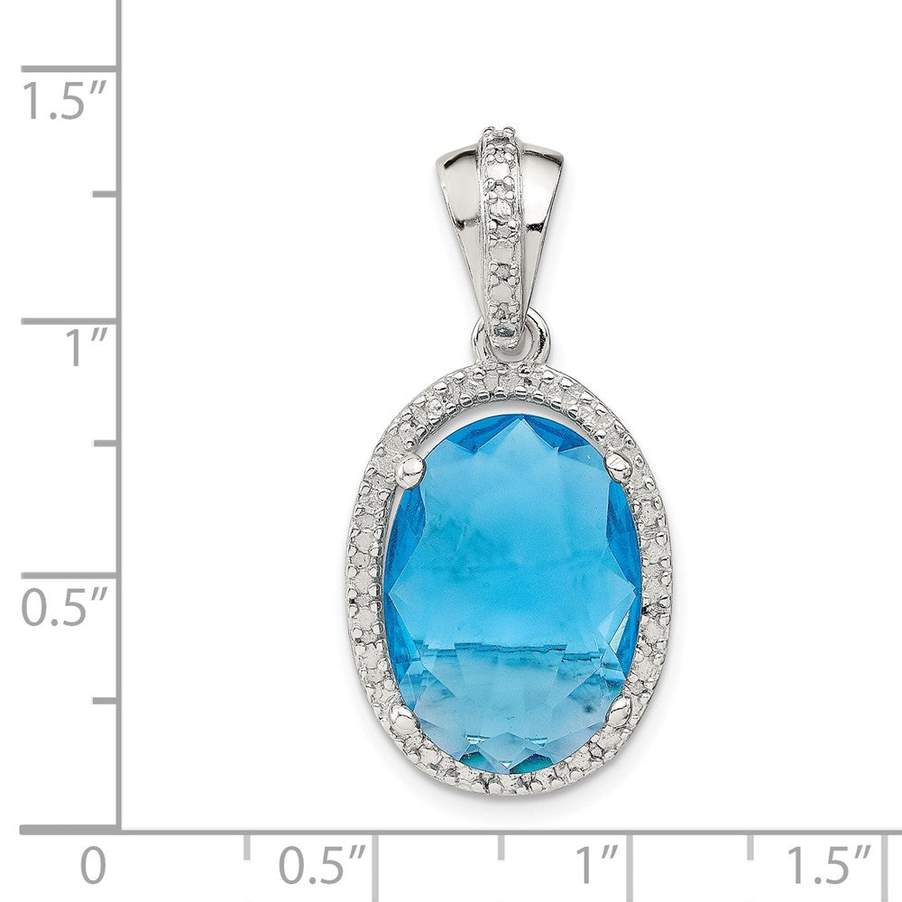 Sterlingsilber Oval Blau Zirkonia Anhänger