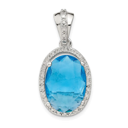 Sterlingsilber Oval Blau Zirkonia Anhänger