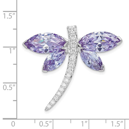 Sterlingsilber Rhodiniert Lavender Zirkonia Libelle Anhänger