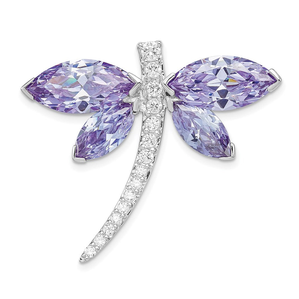 Sterlingsilber Rhodiniert Lavender Zirkonia Libelle Anhänger