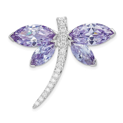 Sterlingsilber Rhodiniert Lavender Zirkonia Libelle Anhänger