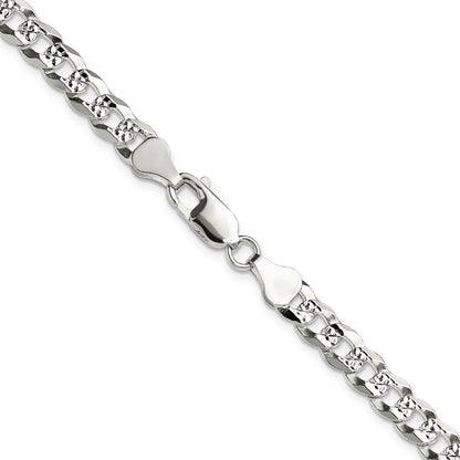 Sterlingsilber 5.9mm Flach Diamantiert Pavé Panzer Kette