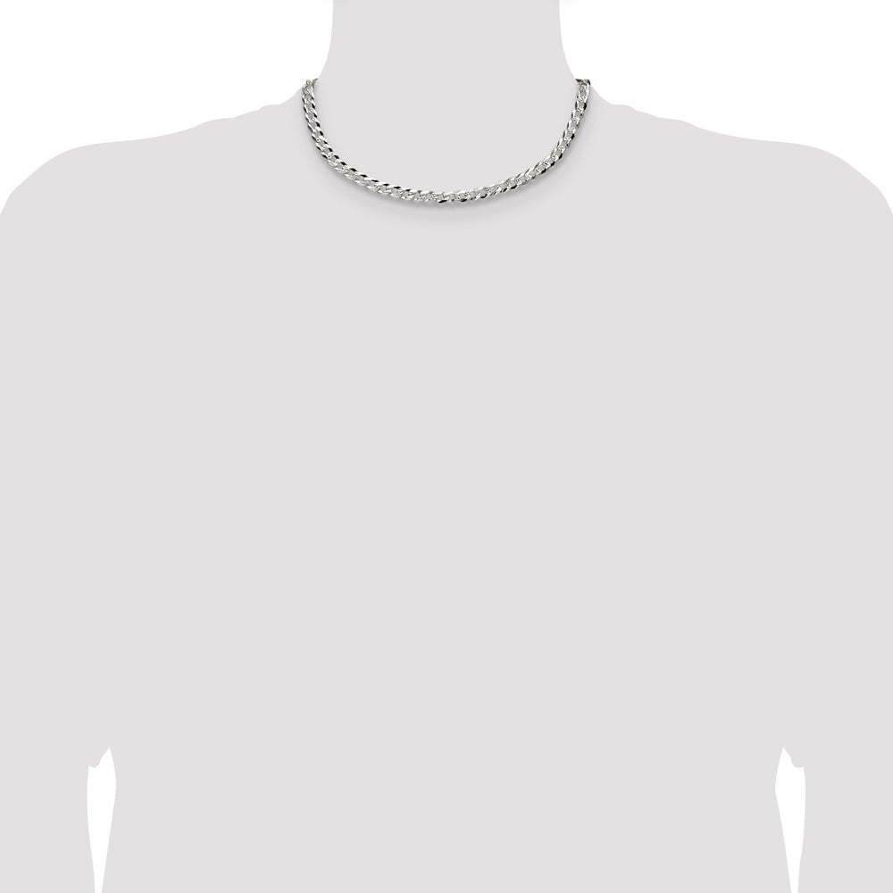 Sterlingsilber 5.9mm Flach Diamantiert Pavé Panzer Kette