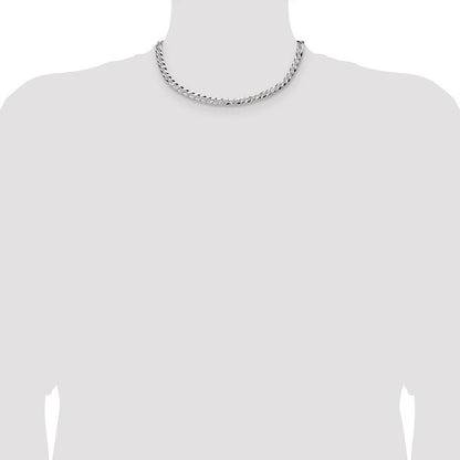 Sterlingsilber 5.9mm Flach Diamantiert Pavé Panzer Kette