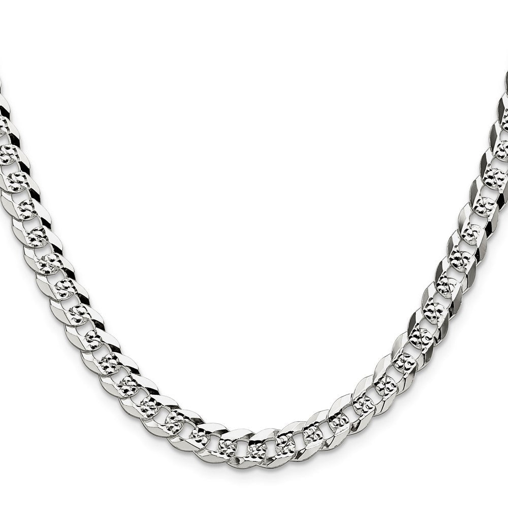 Sterlingsilber 6.75mm Flach Diamantiert Pavé Panzer Kette
