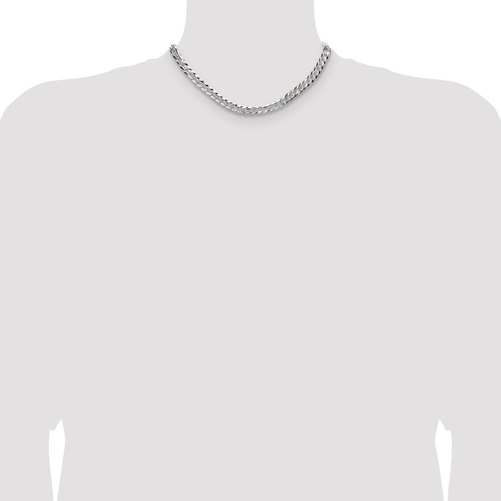 Sterlingsilber 6.75mm Flach Diamantiert Pavé Panzer Kette