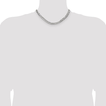 Sterlingsilber 6.75mm Flach Diamantiert Pavé Panzer Kette