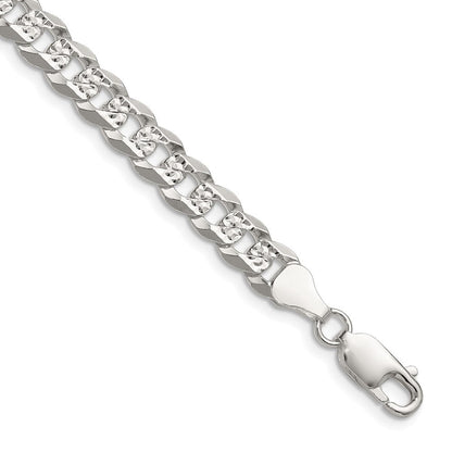 Sterlingsilber 6.75mm Flach Diamantiert Pavé Panzer Kette