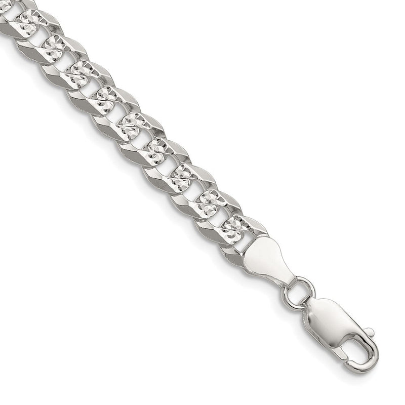 Sterlingsilber 6.75mm Flach Diamantiert Pavé Panzer Kette